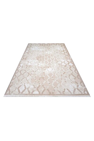 halinet Halı.Net Cream Modern Washable Non-Slip Living Room Carpet Cr-7558Vt
