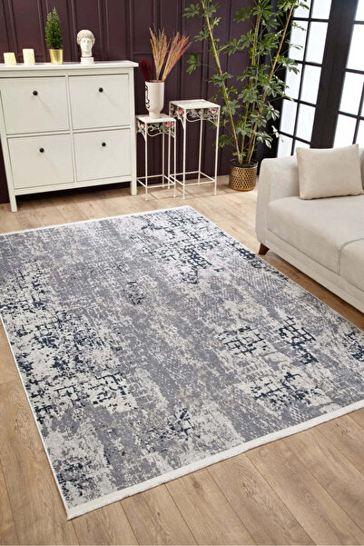 halinet Halı.Net Gray Modern Washable Non-Slip Living Room Carpet Haln-Hln1742