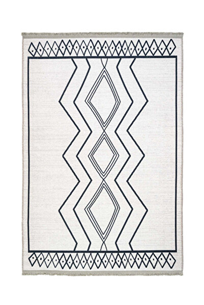 halinet Halı.Net White Modern Washable Non-Slip Living Room Carpet Pia-Geomet...