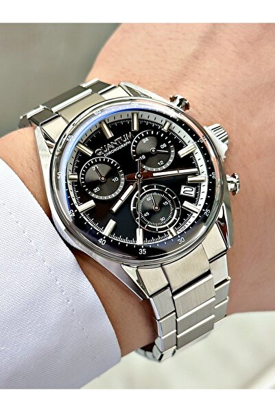 Quantum Functional Silver-Black Color Steel Cord Steel Case Men's Wristwatch ...