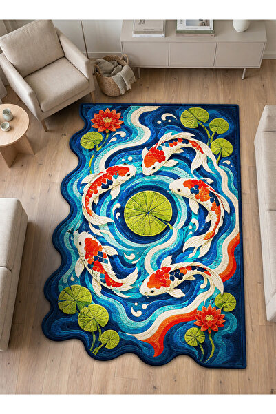 Rugs Modern Halı SDT Balık Tema Desenli Modern Dokuma Taban Dekoratif Halı sd...
