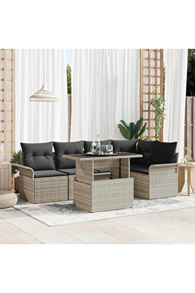 vidaxl Set de canapele pentru gradina 6 pcs Gri deschis poliratan