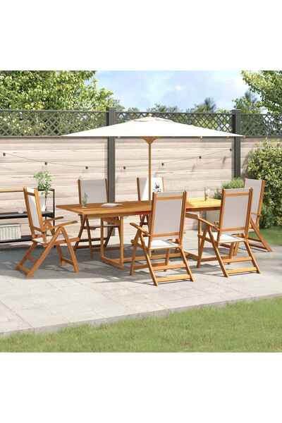 vidaxl Set mobilier de gradina, 7 piese, lemn masiv acacia/textilena