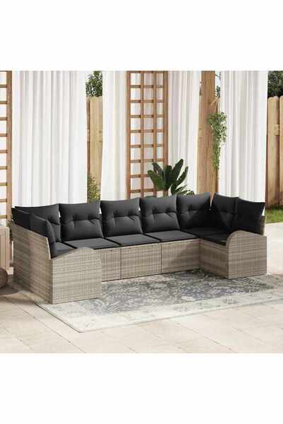 vidaxl Set de canapele pentru gradina 7 pcs Gri deschis poliratan