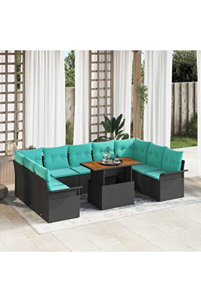 vidaxl Set de canapele pentru gradina 10 pcs Negru Rattan poli