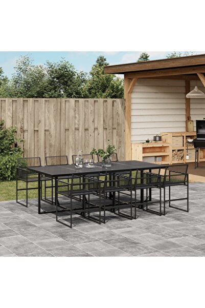 vidaxl Set mobilier de gradina, 9 piese, poliratan