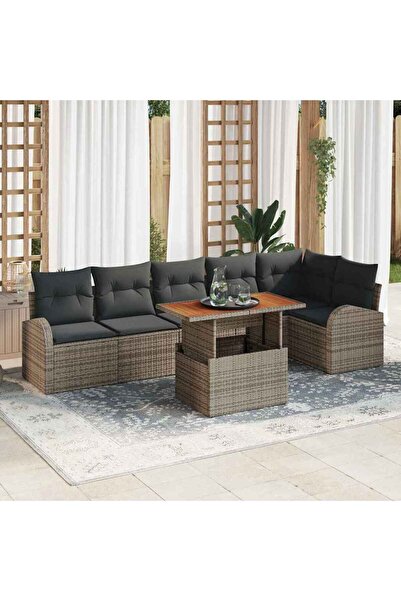 vidaxl Set de canapele pentru gradina 7 pcs Gri Rattan poli