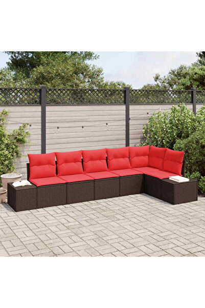 vidaxl Set de canapele pentru gradina cu perna 6 pcs Maro poliratan