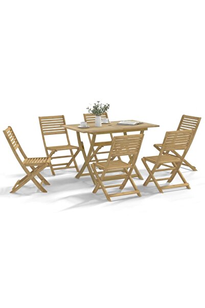 vidaxl Set mobilier de gradina, 7 piese, lemn masiv de acacia