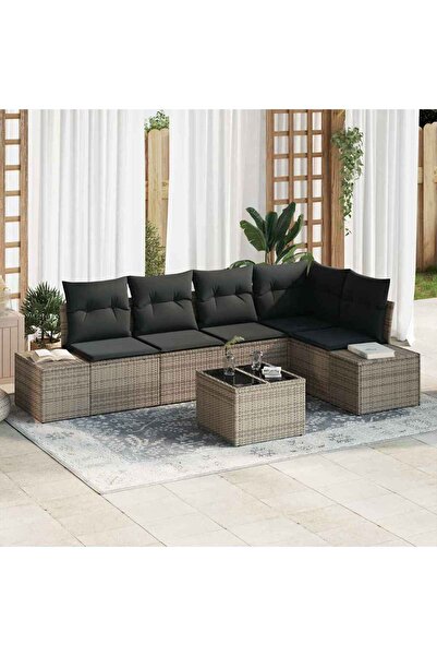 vidaxl Set de canapele pentru gradina 6 pcs Gri poliratan