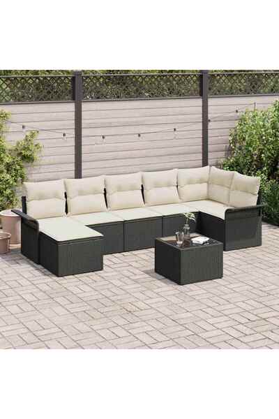 vidaxl Set de canapele pentru gradina 8 pcs Negru poliratan
