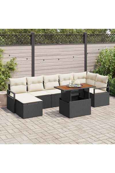 vidaxl Set de canapele pentru gradina 8 pcs Negru Rattan poli