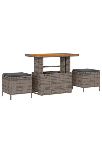 vidaxl Set de canapele pentru gradina cu perna 9 pcs Gri poliratan