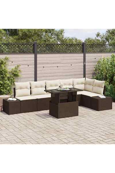 vidaxl Set de canapele pentru gradina 7 pcs Maro Rattan poli