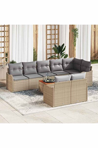 vidaxl Set de canapele pentru gradina 9 pcs Beige È™i gri deschis