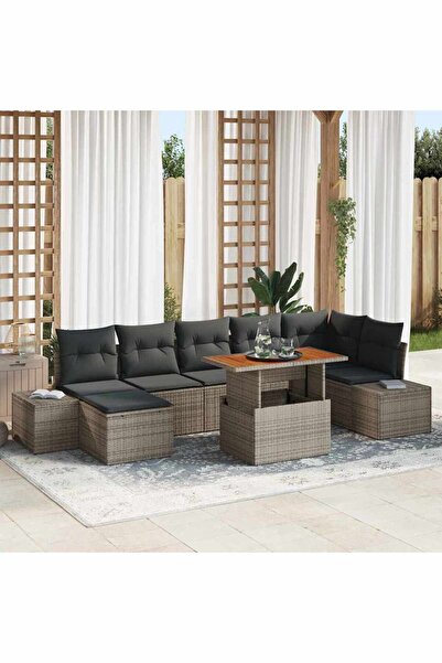 vidaxl Set de canapele pentru gradina 8 pcs Gri Rattan poli