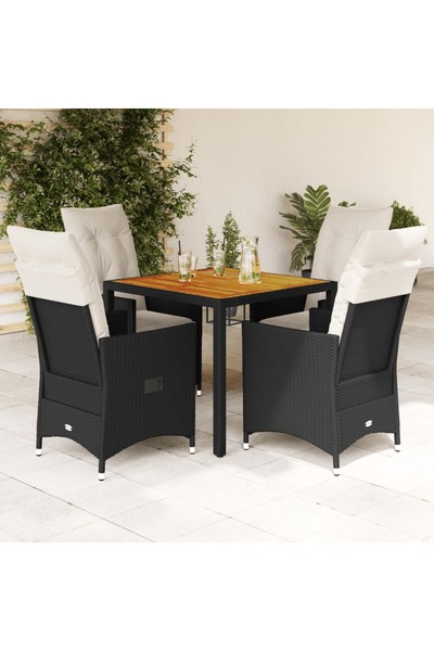 vidaxl Set mobilier de gradina cu perne, 5 piese, negru, poliratan