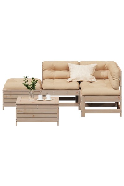 vidaxl Set mobilier de gradina cu perne, 5 piese, lemn masiv de pin