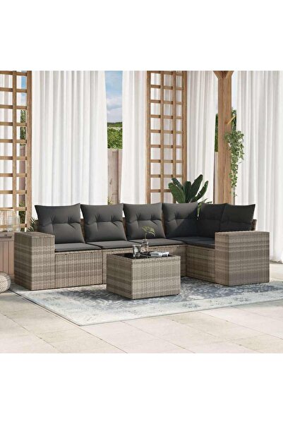 vidaxl Set canapele de gradina cu perne, 6 piese gri deschis poliratan