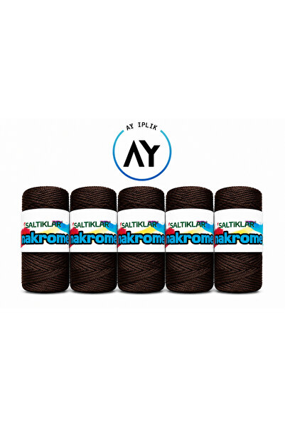 SALTIKLAR İnce Polyester Makrome 3mm 100gr İpi Acı Kahve Çanta Ve Supla İpi 5...