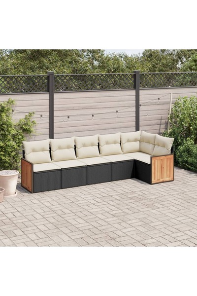 vidaxl Set mobilier de gradina cu perne, 6 piese, negru, poliratan