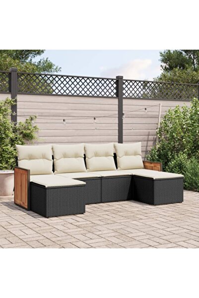 vidaxl Set mobilier de gradina cu perne, 6 piese, negru, poliratan