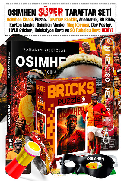 Parodi Yayınları Osimhen Süper Taraftar Seti - Futbolcu Kitabı, Puzzle, 3D Bi...