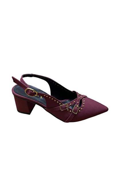 Yaren Moda Women's Thick Heeled Open Back Satin Shoes
