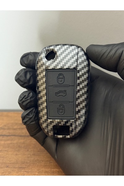 Luxe Aksesuarr Citroen Peugeot (208- 508- 3008 -5008) Opel 3 Button Carbon Fi...