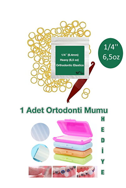 VzyoDent Diş Teli Lastiği 1/4 6.5oz Heavy 6.4mm-Ağıziçi Lastik-Ortodonti Last...