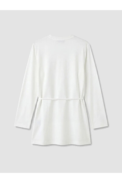LC Waikiki White Belted Women's Sweatshirt Tunic