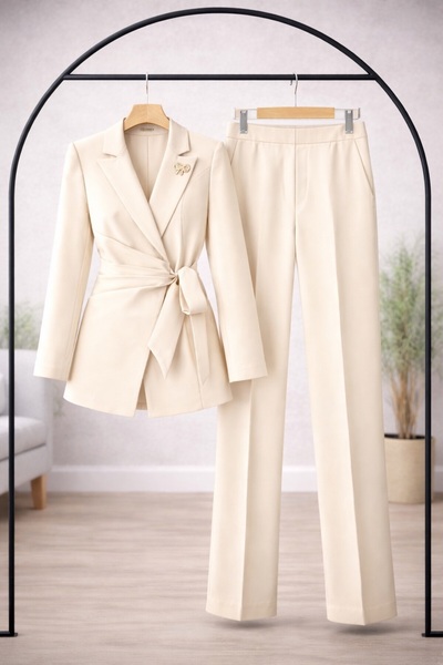Milenastyle NOİR BLAZER TAKIM BROŞLU