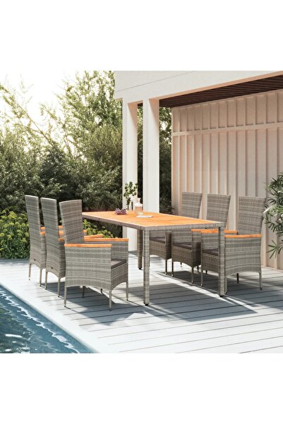 vidaxl Set mobilier de gradina cu perne, 7 piese, gri, poliratan