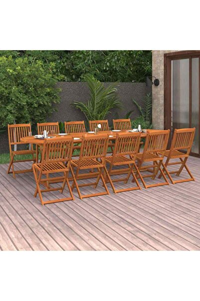 vidaxl Set mobilier de gradina 11 piese 280x90x75cm, lemn masiv acacia