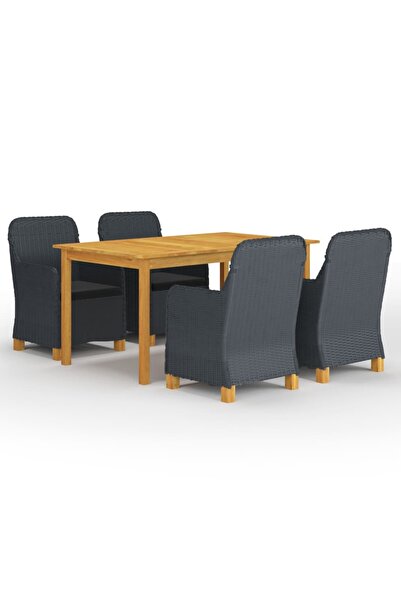 vidaxl Set mobilier de gradina, 5 piese, gri a®nchis