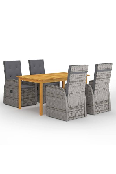 vidaxl Set mobilier de gradina, 5 piese, gri