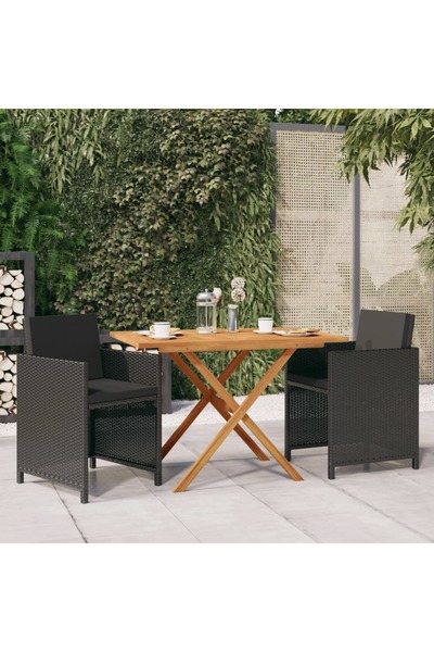 vidaxl Set mobilier de gradina cu perne, 3 piese, negru