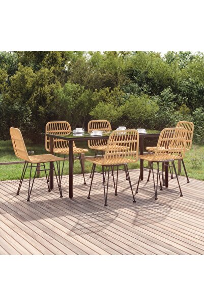 vidaxl Garden furniture set, 7 pieces, polyrattan