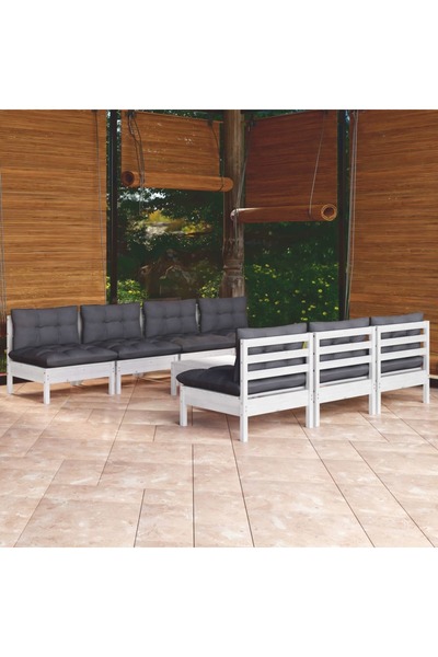 vidaxl Set mobilier de gradina cu perne antracit, 8 piese, lemn de pin