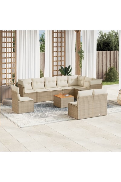 vidaxl Set canapele de gradina cu perne, 11 piese, bej, poliratan