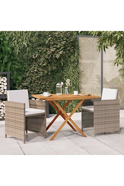 vidaxl Set mobilier de gradina cu perne, 3 piese, bej