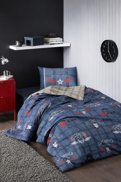 BEYZANA Disney Avengers Heros Fitted Tek Kişilik Nevresim Takımı - Lacivert