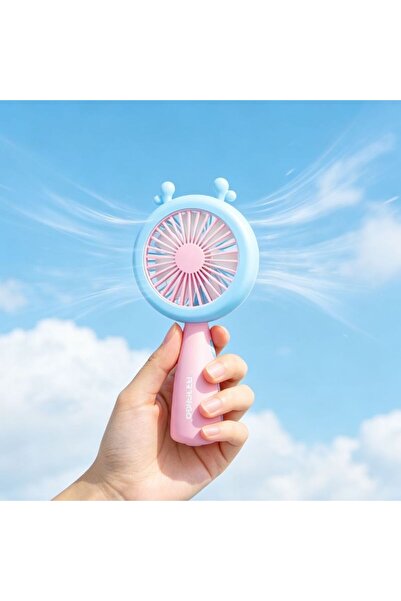 AFS Ventilator Portabil USB cu Design Drăguț, 13.2 cm, cu Baterie și Lumină LED