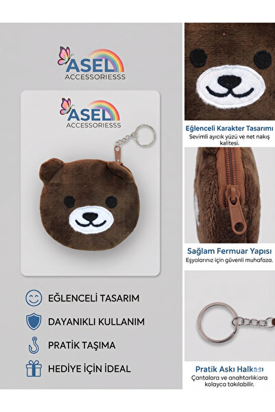Aselaksesuarr Sevimli Hayvan ve Karakter Figürlü Peluş Kancalı Mini Çocuk Cüz...