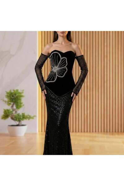 Generic Theatrical evening dress with huge multi-layered ruffles
