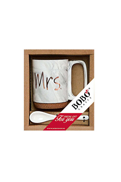 Bobo “Mrs.” Porcelain Mug Set with Spoon – Gift Box Included