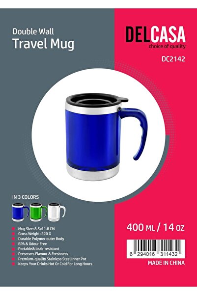 DELCASA كوب سفر بجدار مزدوج، سعة 400 مل/14 أونصة، DC2142 |   كوب قهوة معزول م...