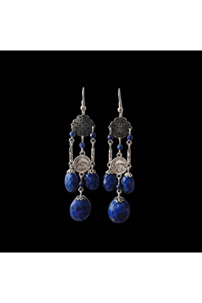 925 Cercei din argint placați cu rodiu cu Lapis Lazuli