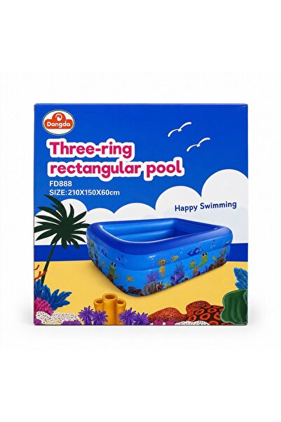 OEM Piscină gonflabilă rectangulară pentru copii, cu 3 inele rezistente și de...