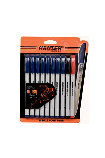 Hauser 10 pcs Gliss Pearl Ball Point Pen Set, Assorted